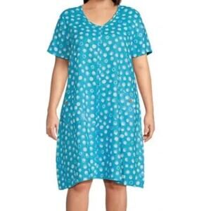 Ali Miles Linen Blend V-Neck Popover A-Line Dress sz 3X